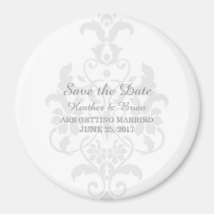 Imán Gris Subtle Damask Save the Date Magnet