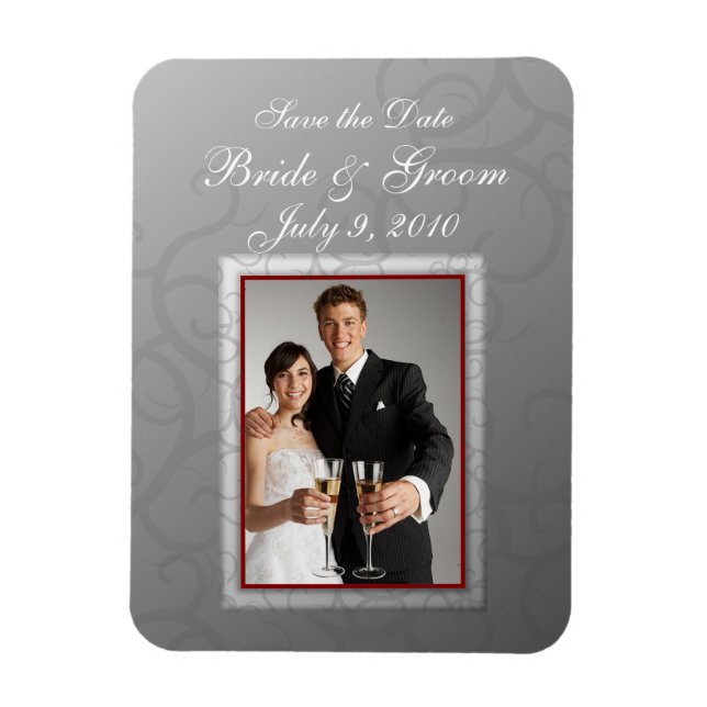 Imán Gris Swirl Save the Date Premium Magnet (Vertical)