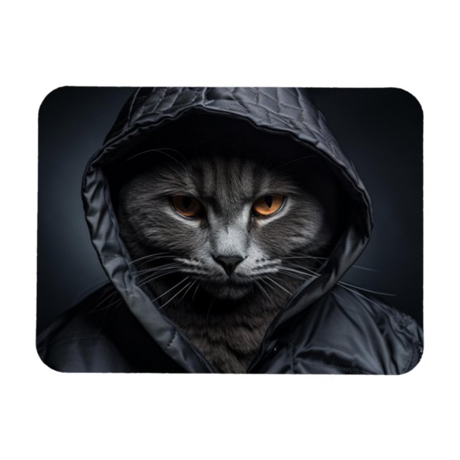 Imán Gris Tom Cat Con Chaqueta De Hoodie Magnet (Horizontal)