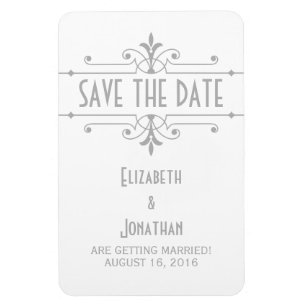 Imán Gris v2 Fancy Ornamental Save the Date Magnet