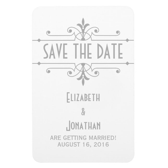 Imán Gris v2 Fancy Ornamental Save the Date Magnet (Vertical)
