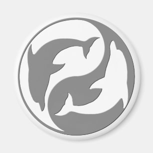 Imán gris y blanco de los delfínes de Yang del y
