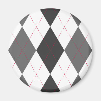 Imán Gris y Red Argyle Magnet