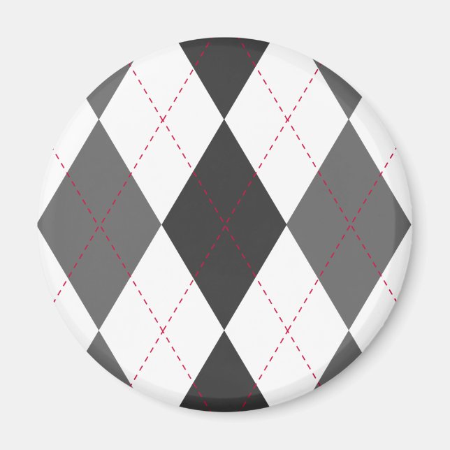 Imán Gris y Red Argyle Magnet (Frente)