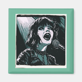 Imán Grita Fuerte Punrockero Arte Pop Retro Verde Azul