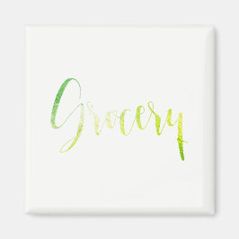 Imán Grocerge Green Leaf Black Planner Home Office Whit