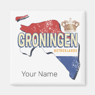 Imán Groningen Países Bajos Mapa Retro Vintage Holandés