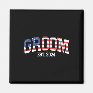 Imán Groom Bride La Bandera Estadounidense 4 De Julio M
