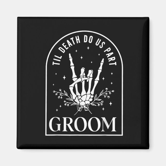 Imán Groom Bride Skeleton Rock Hand Boda Hal (Frente)