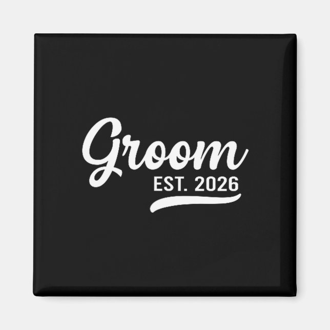 Imán Groom Est 2026 Just Married Honeymoon Wedding Groo (Frente)