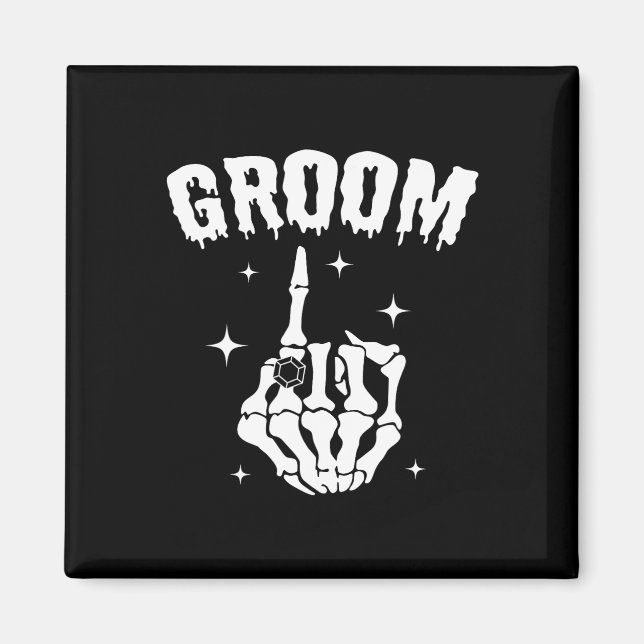 Imán Groom Skeleton Boda Halloween Parejas Matc (Frente)
