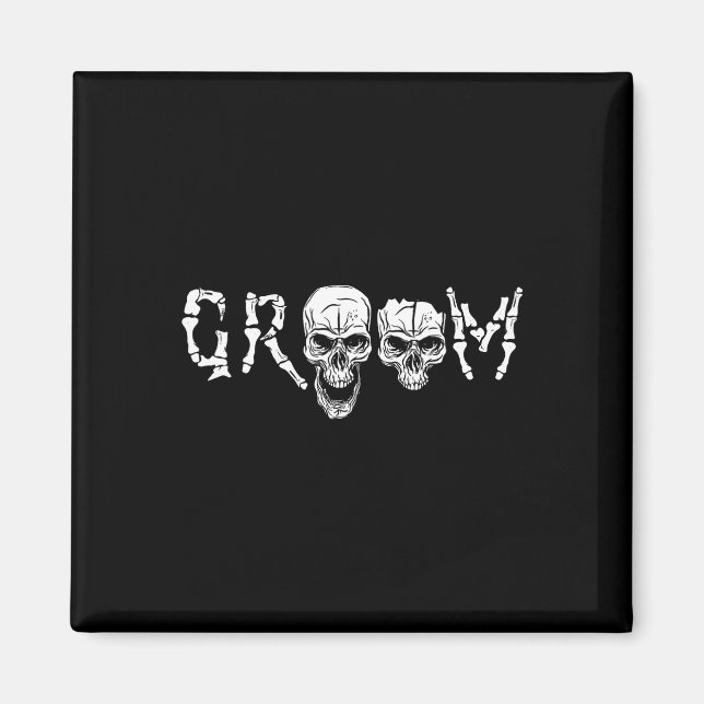 Imán Groom - Skeleton Skull Halloween Boda Bachelet (Frente)