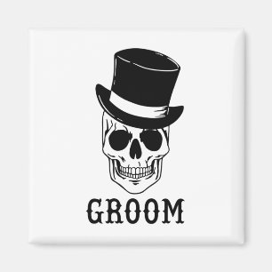 Imán Groom Skull Con Bache De Boda Gorra De Novia En Ha