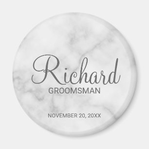 Imán Groomsman personalizado con escritura moderna de m