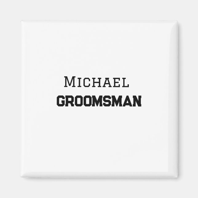 Imán Groomsman simple mínimo añadir nombre masculino mo (Frente)