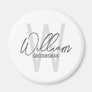 Imán Groomsmen personalizado de escritura moderna