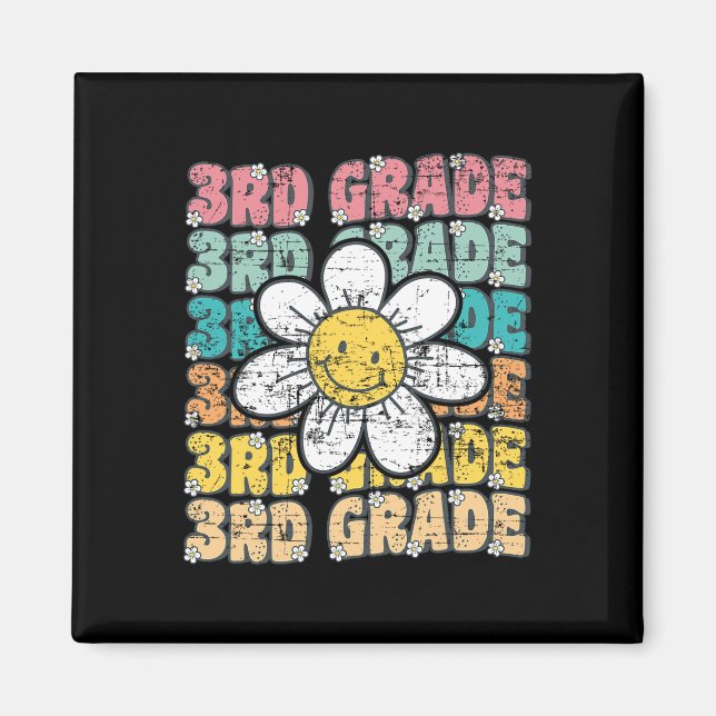 Imán Groovy 3º Grado De Vuelta A La Escuela Primer Día  (Frente)