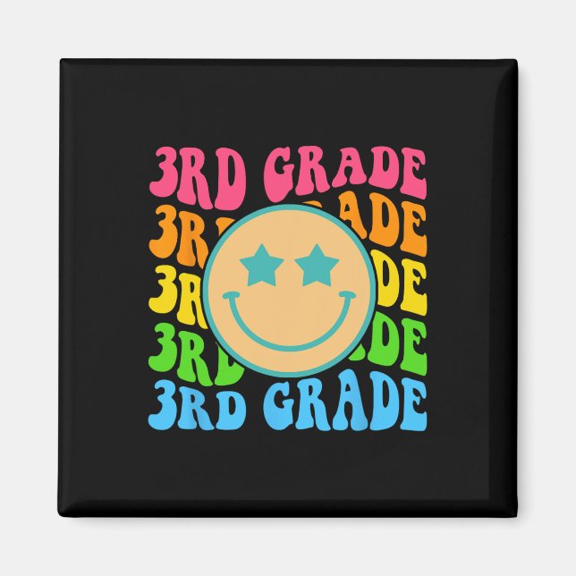 Imán Groovy 3er grado Vibes enfrenta a profesores retro (Frente)