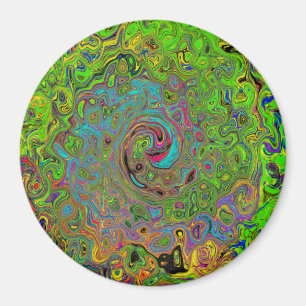 Imán Groovy Abstracto Retro Remolino Verde Lima y Azul