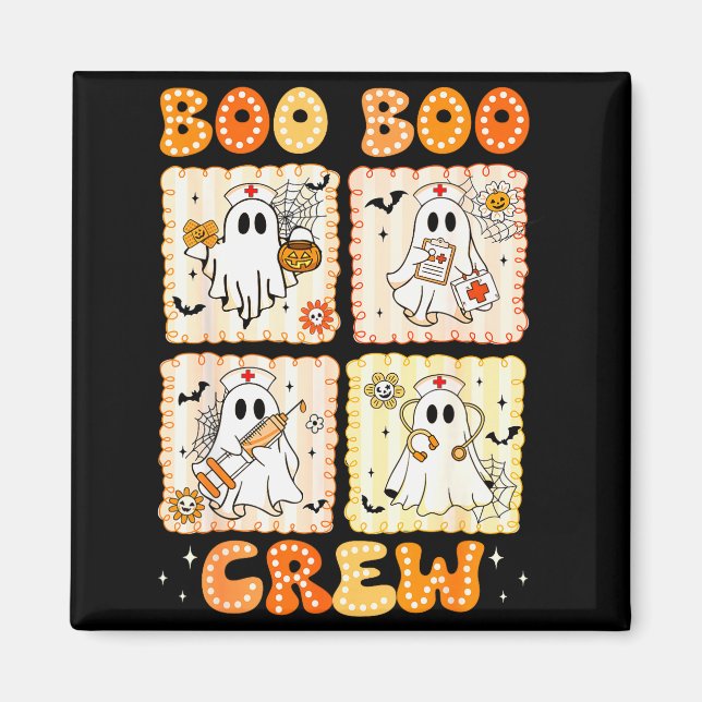 Imán Groovy Boo Boo Crew Nurse Funny Ghost Women Hallow (Frente)