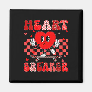 Imán Groovy Checkered Heart Breaker Día de San Valentín