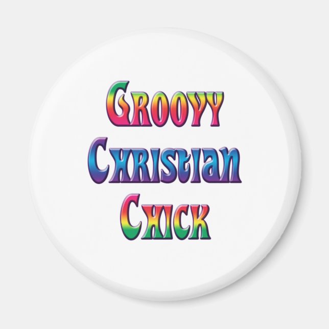 Imán groovy christian chick (Frente)