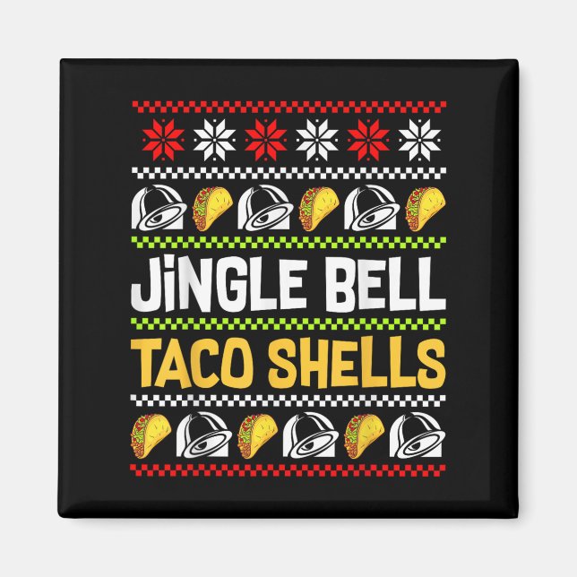 Imán Groovy Christmas Jingle Bells Taco Shells Ugly Xma (Frente)
