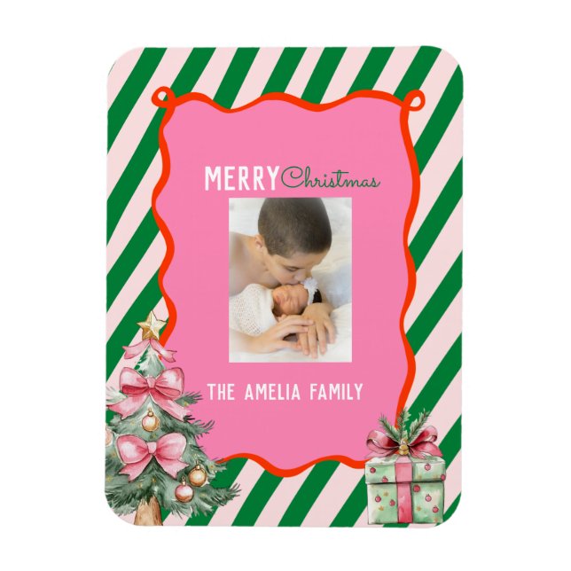 Imán Groovy Christmas Tree Doodle Photo  (Vertical)