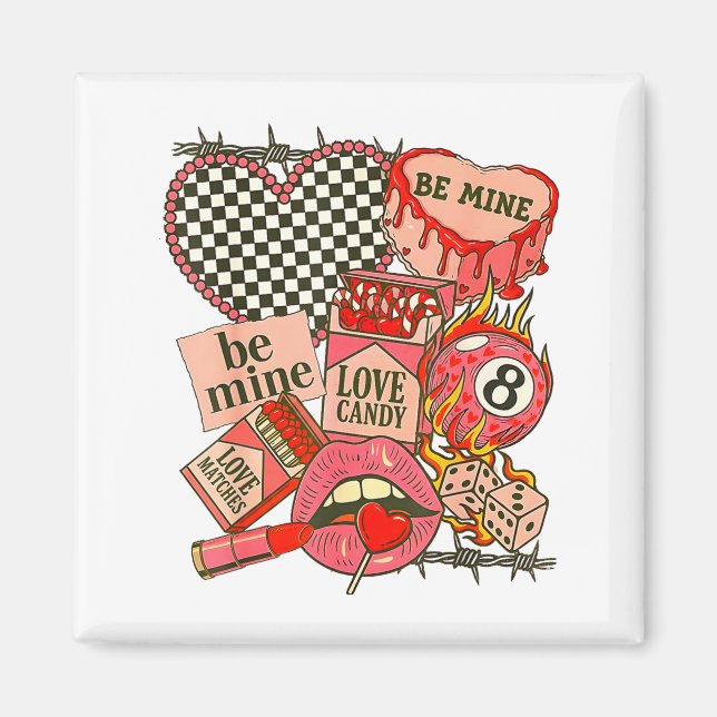 Imán Groovy Coquette Western Valentines Day Collage Cli (Frente)