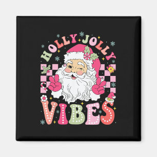 Imán Groovy Cute Santa Claus Navidades vibes mujeres na
