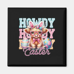 Imán Groovy día de Pascua Vaca Occidental Vaquero Hola