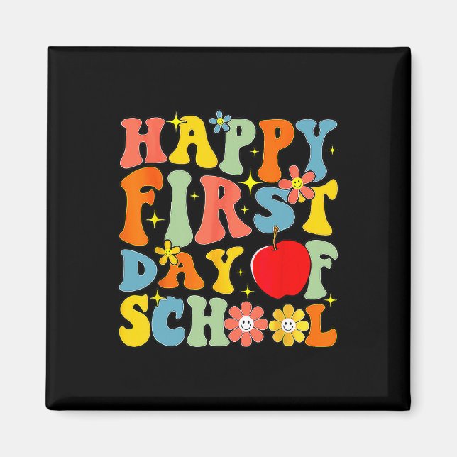 Imán Groovy Feliz Primer Día De Escuela De Vuelta A La  (Frente)