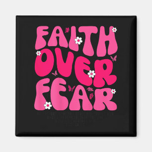 Imán Groovy Floral Fe Sobre el Miedo Religioso Dios Cri