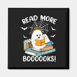 Imán Groovy Halloween Ghost Leer más libros Bibliotecar
