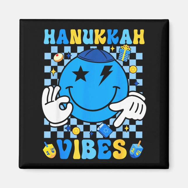Imán Groovy Hanukkah Vibes Chanukah Pajama Happy Hanukk (Frente)