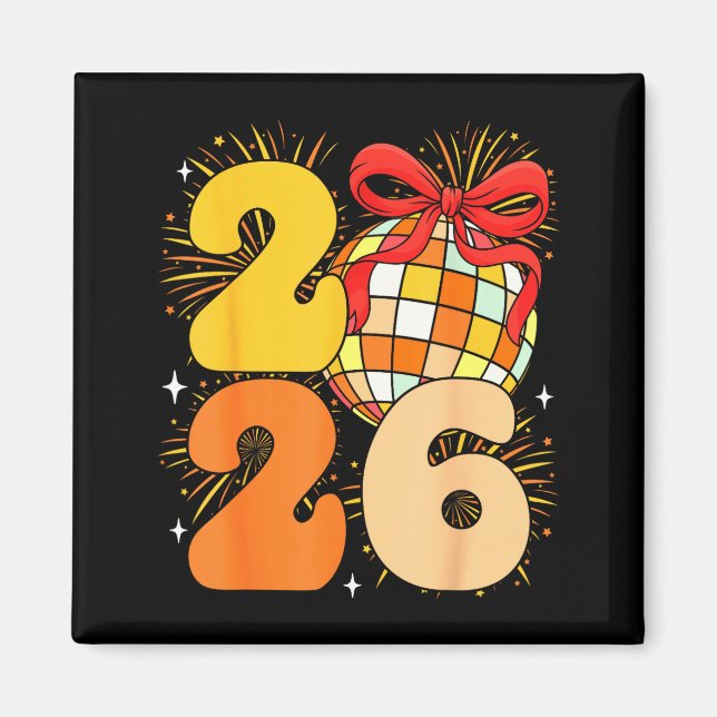Imán Groovy Happy New Year 2026 New Years Eve Party Men (Frente)