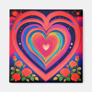 Imán Groovy Hearts & Galactic Rosas Magnet