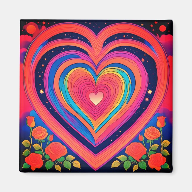 Imán Groovy Hearts & Galactic Rosas Magnet (Frente)