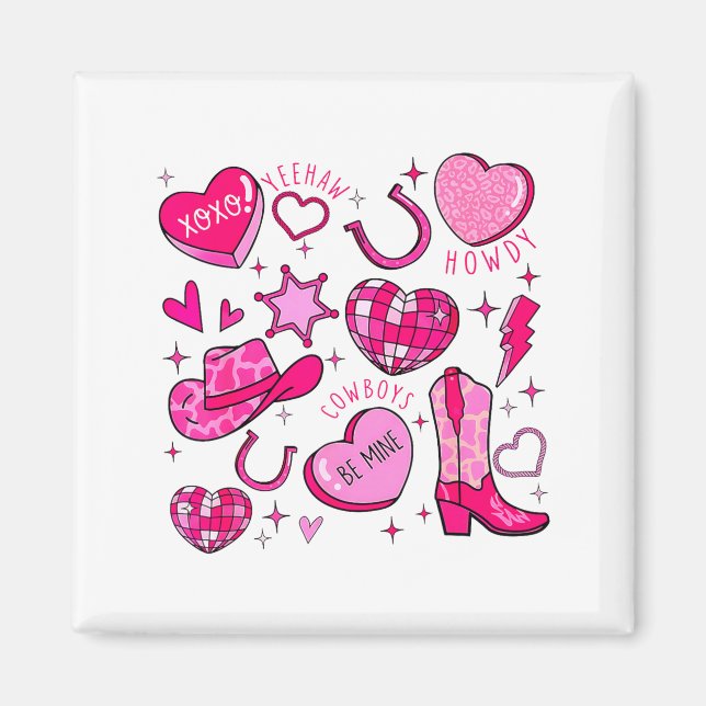 Imán Groovy Howdy Valentine Western Valentines Day Cowb (Frente)