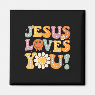 Imán Groovy Jesús Te Ama Niños Mujeres Fe Religiosa
