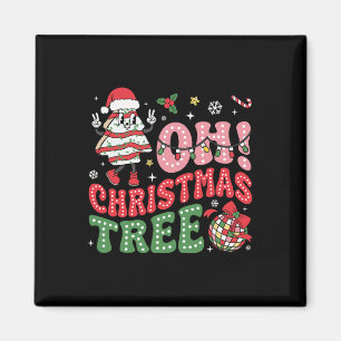 Imán Groovy Oh Christmas Tree Cakes Funny Xmas Cake Lov