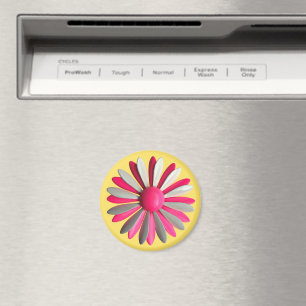 Imán Groovy Pink MOD Hippie Daisy Flor Amarilla Flor