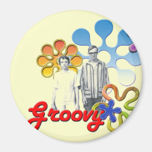 Imán Groovy Pop Art Round Magnet