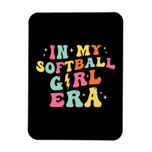 Imán Groovy retro en la era de mi Chica de softbol