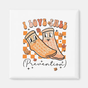 Imán Groovy Retro I Love Fall Prevention Funny