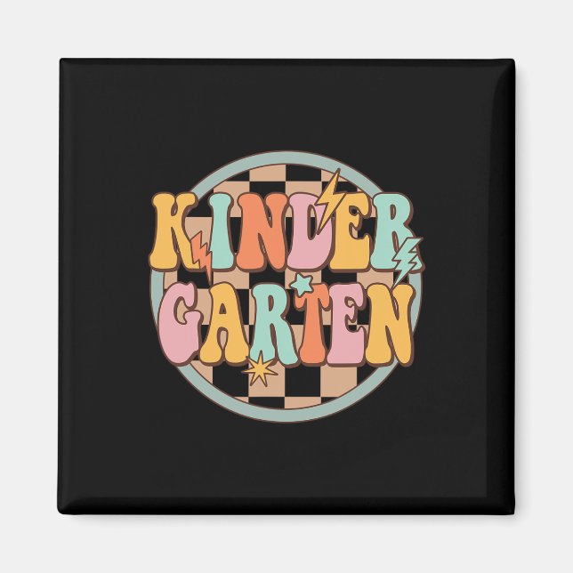 Imán Groovy Retro Kindergarten De Vuelta Al Profesor De (Frente)