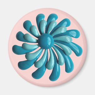 Imán Groovy Retro MOD Atómico Hippie Daisy Flor Azul