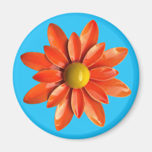 Imán Groovy Retro Naranja Hippie Daisy Flor Floral