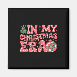 Imán Groovy Rosa En Mi Era De Navidad Alegre Y Brillant