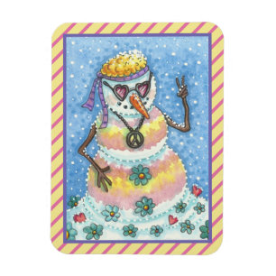 Imán GROOVY SNOWMAN PEACE ON Earth NAVIDADES MAGNET Rec
